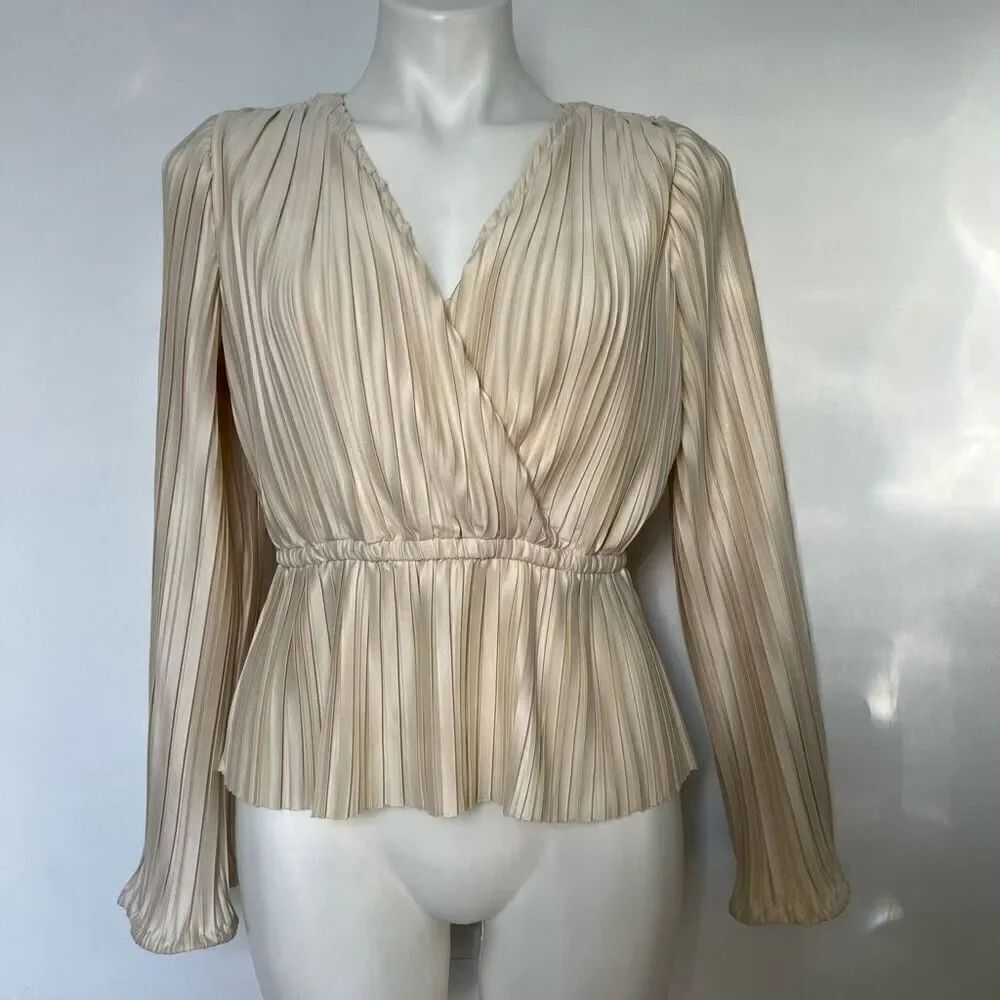 Japna Pleated Peplum bell sleeve top